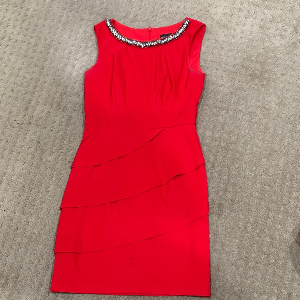 2party dresses-red dress with embellished neckline & purple sequin dress-6